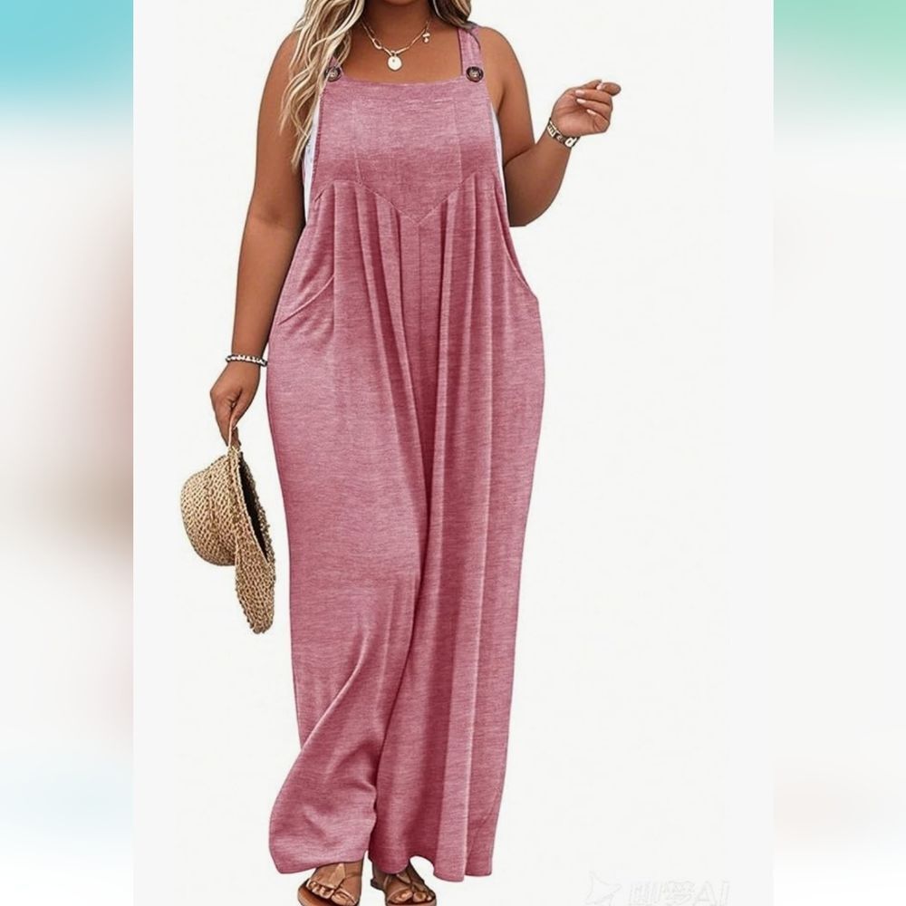 Sleeveless Rose Pink Wide-Leg Jumpsuit